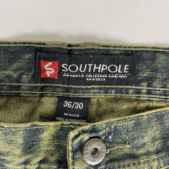 Southpole Mens Slim Straight Ripped and Repaired Denim With Biker Detail 36x30 - Picture 4 of 5
